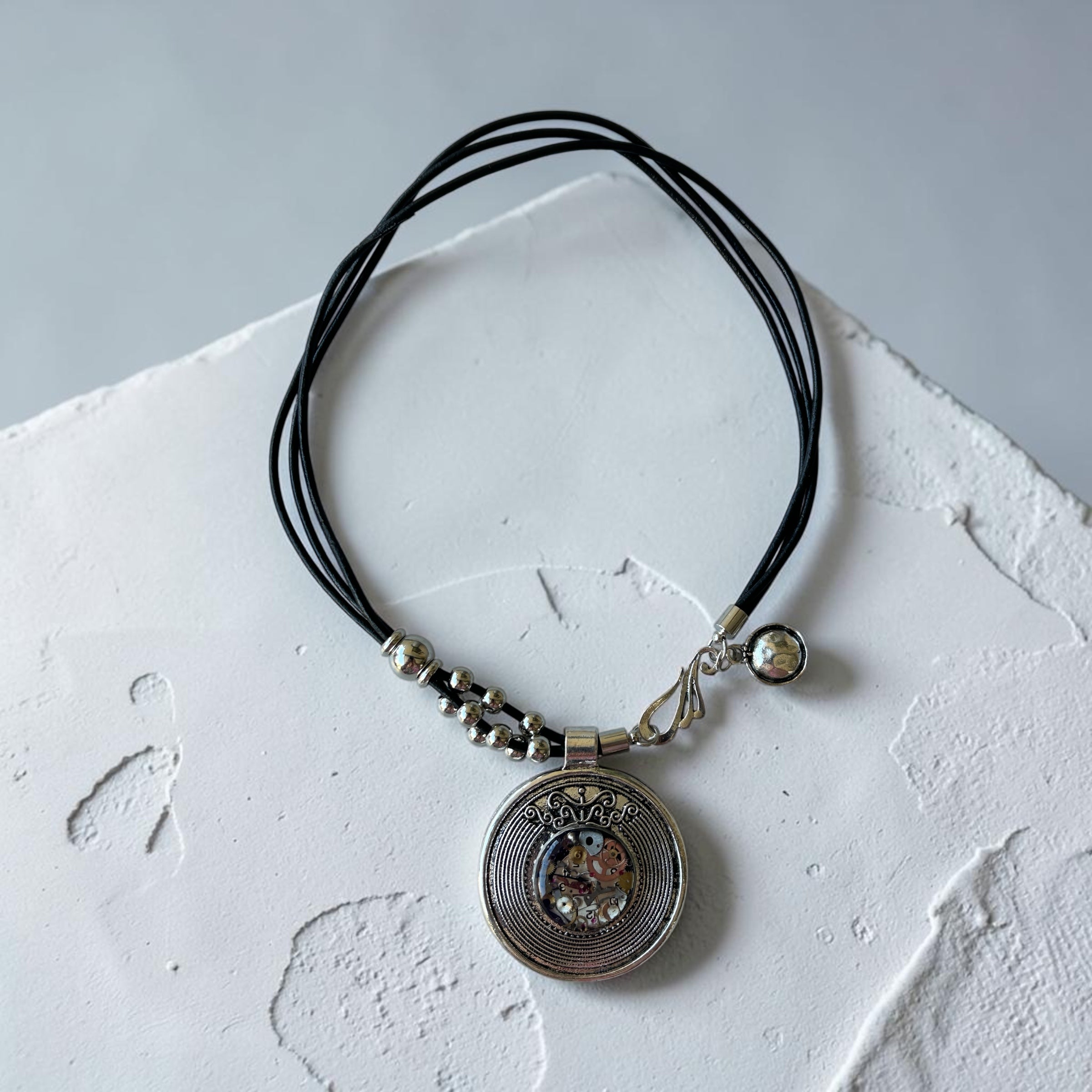 Steampunk watch parts silver medallion