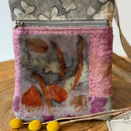 Crossbody Bag - Unique - Embroidered - Textile Art - Collage