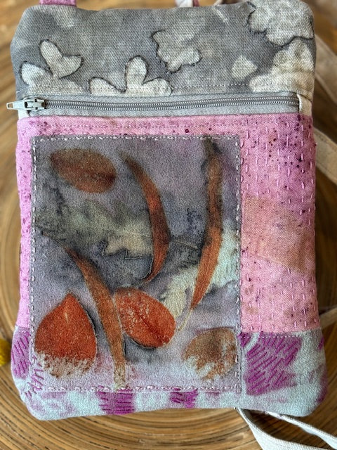 Crossbody Bag - Unique - Embroidered - Textile Art - Collage