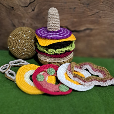 Handmade crochet Hamburger toy imaginative play Australian wool