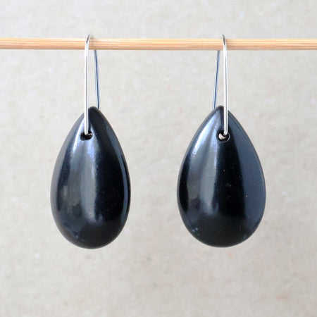 Jet Earrings - Handcrafted with Australian Made Sterling Silver