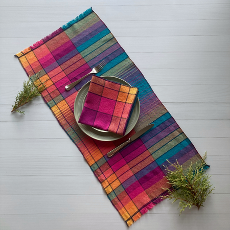 Table runner - cotton - handwoven - bright colours