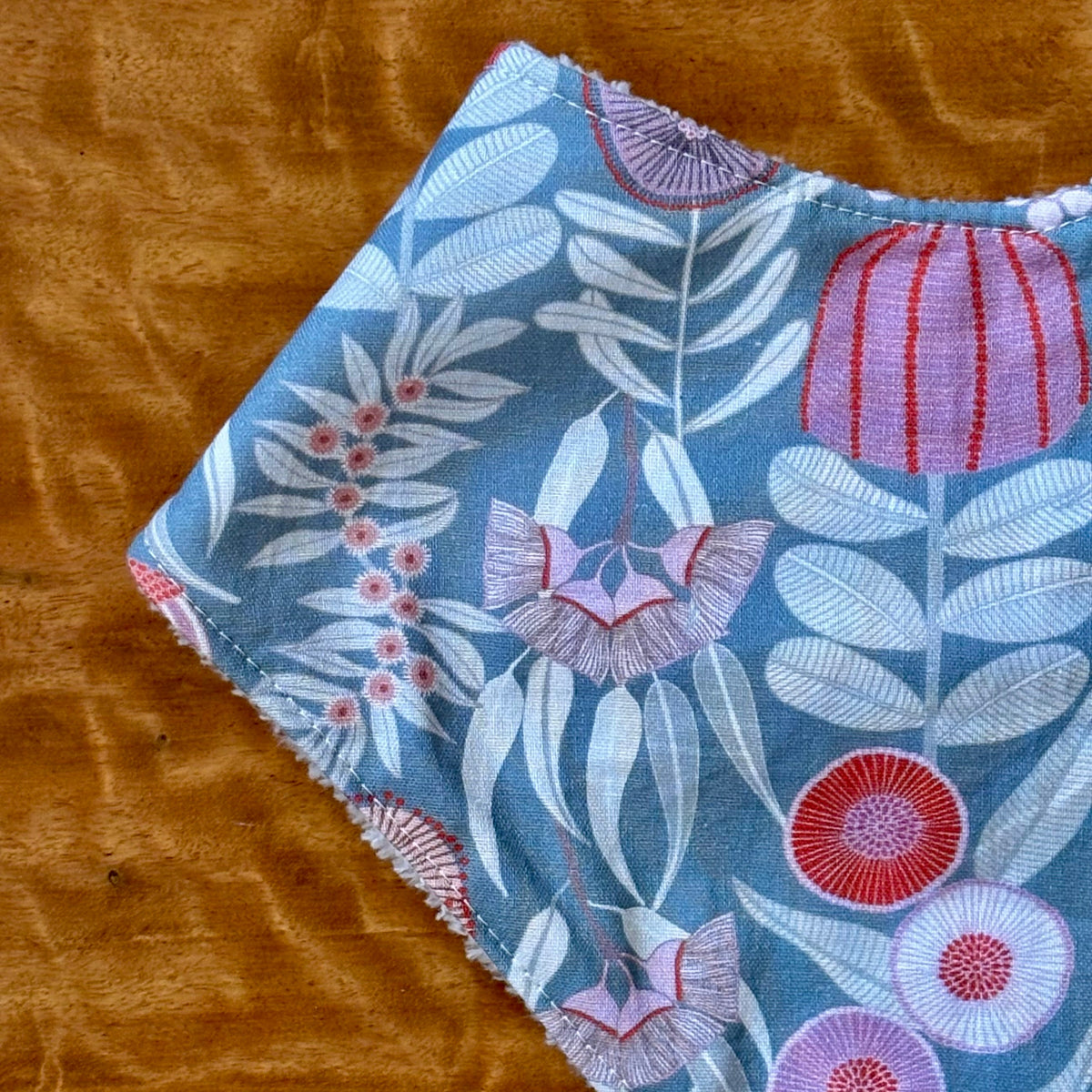 Baby Bib and Burp Cloth Set | Blue Banksias | Ready to Ship