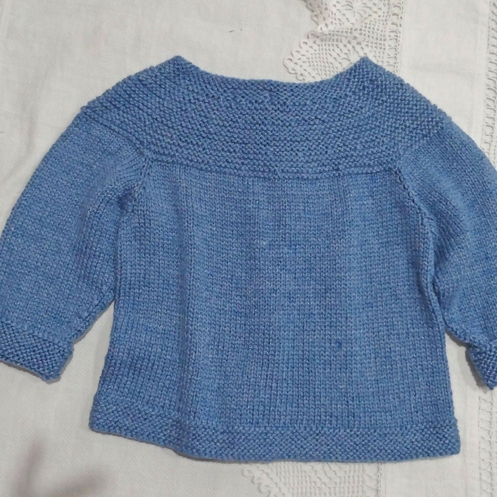 Blue wool & bamboo cardigan. Size 5. Free post