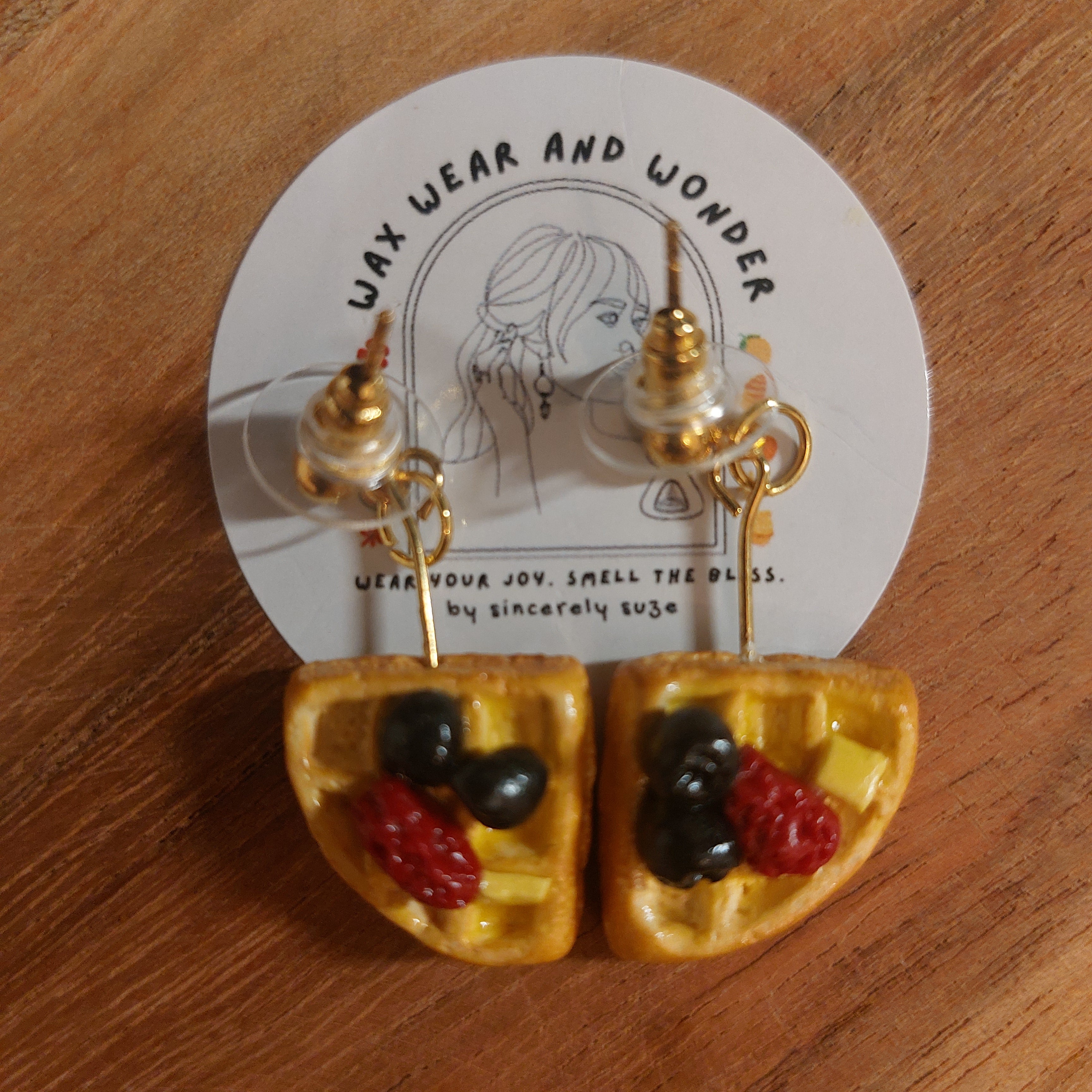 Waffle & Berry Earrings | Food Inspired Statement Earrings