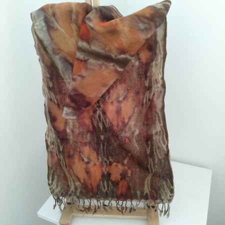 SOLD!...Wool scarf hand printed