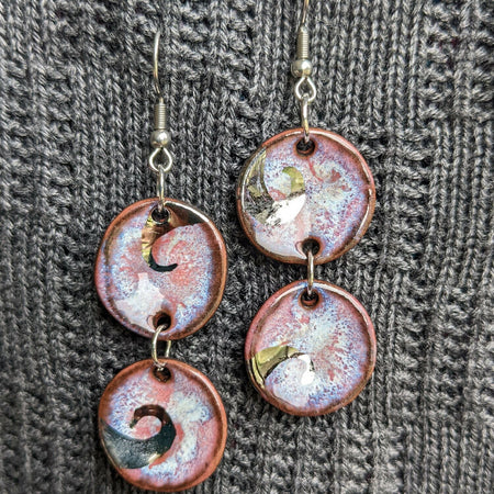 Ruby Swirl Ceramic Earrings