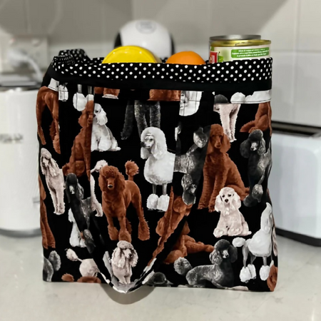Grocery Tote ... Poodles ... Lined with storage pouch.