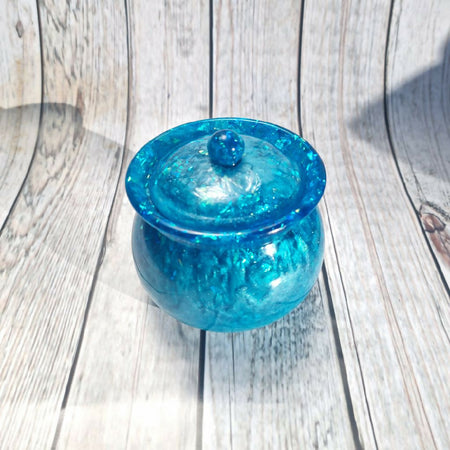 Deep Blue Glitter Resin Pot