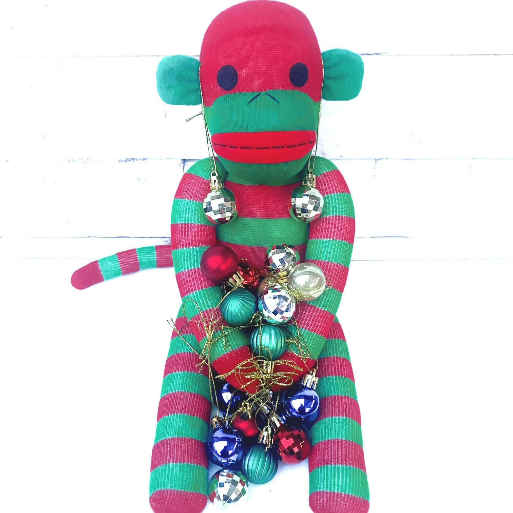 Buddy-Sock Monkey-Christmas-soft toy-5