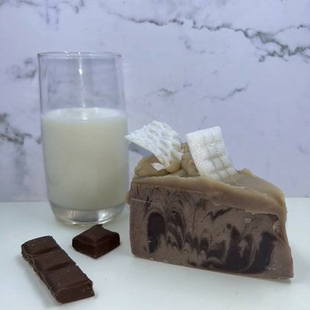 Chocolate goats milk soap cake slice