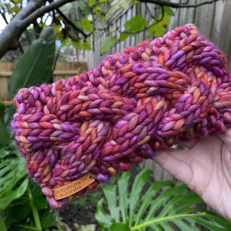 Purple headband, Hand knitted earwarmer