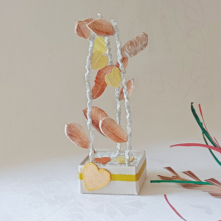 Leaves and Yellow Hearts Palm Leaf Greeting gift, Ornament