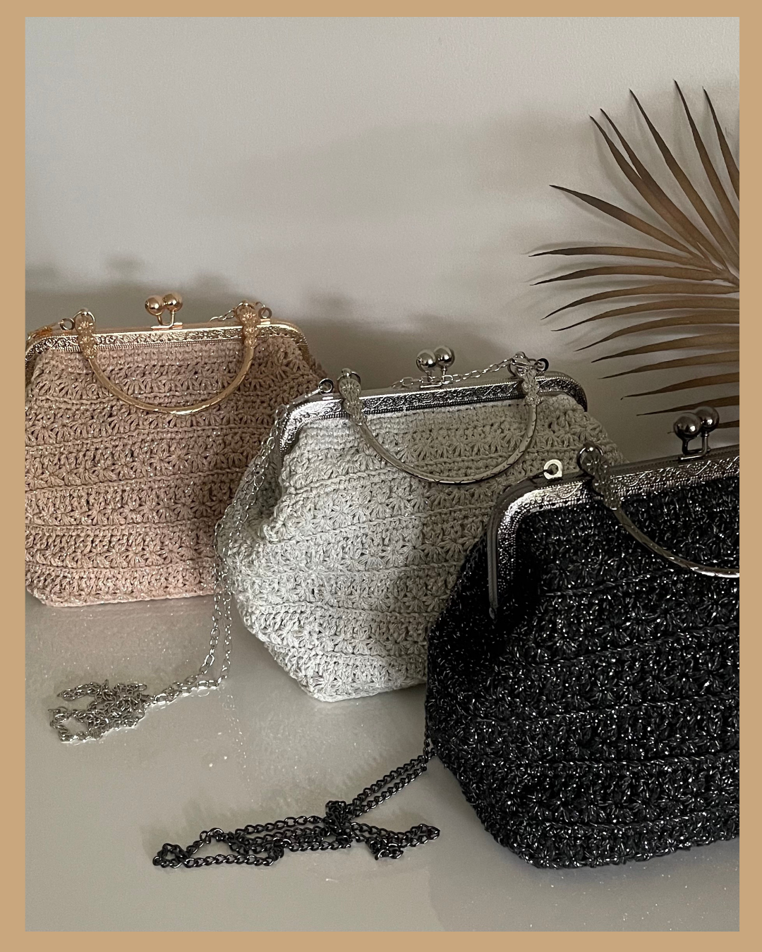 Handmade Crochet Clutch Bag / Evening Bag with Chain Strap
