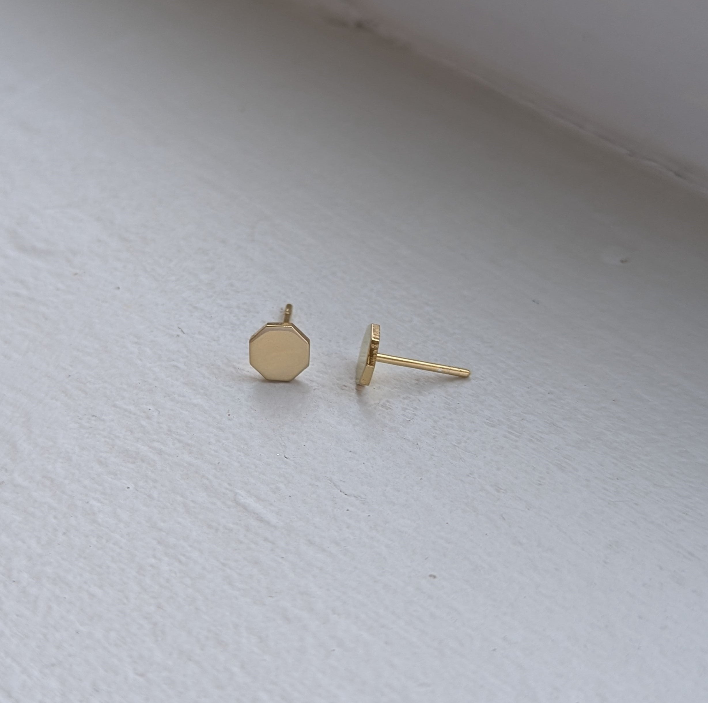 handmade gold plated plain octagon studs