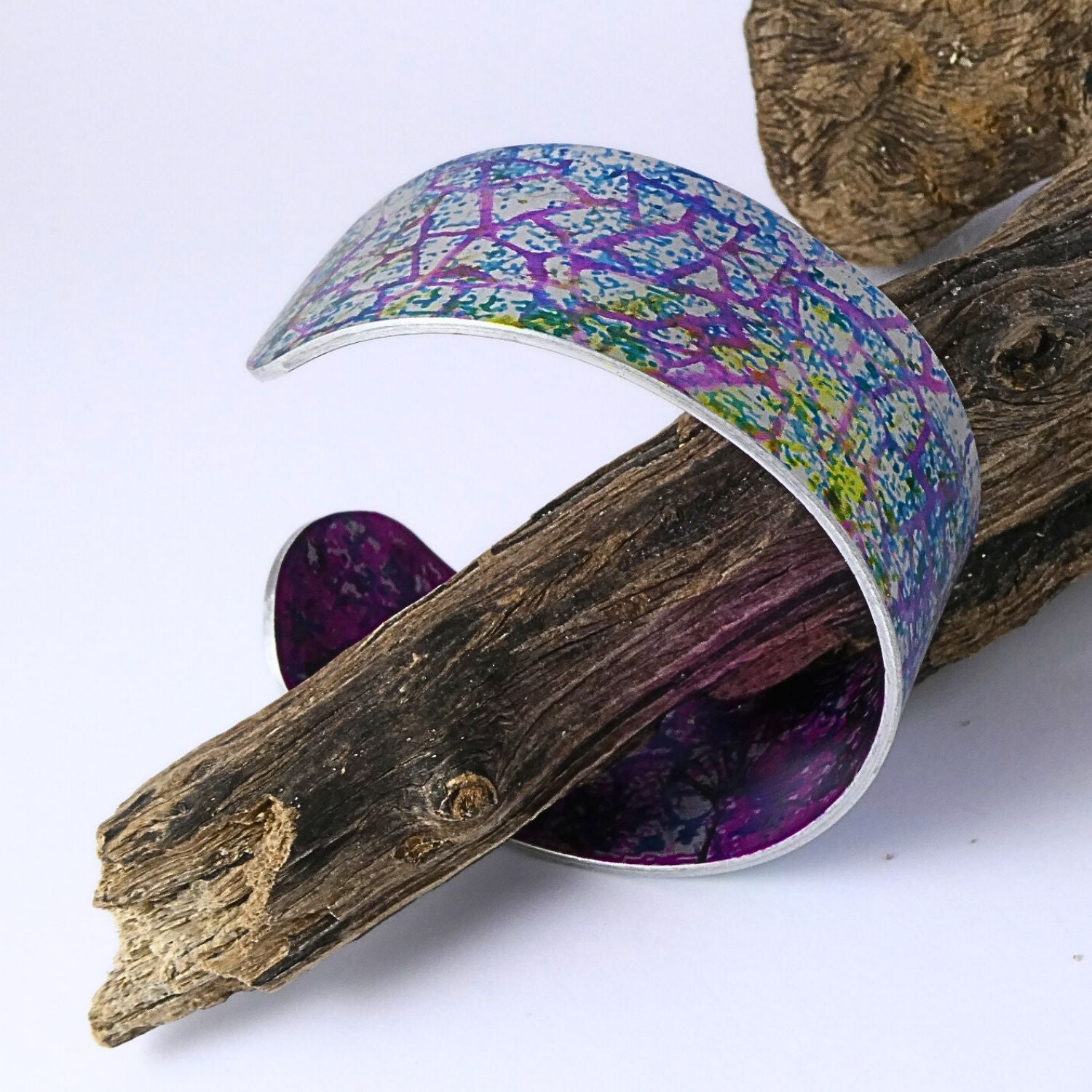 Anodized aluminium bangle hand printed Jigsaw Collection - AB021