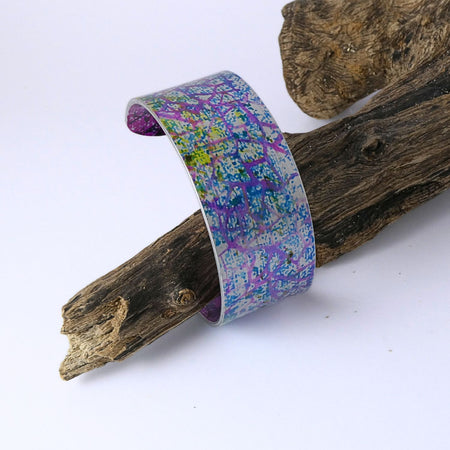 Anodized aluminium bangle hand printed Jigsaw Collection - AB021