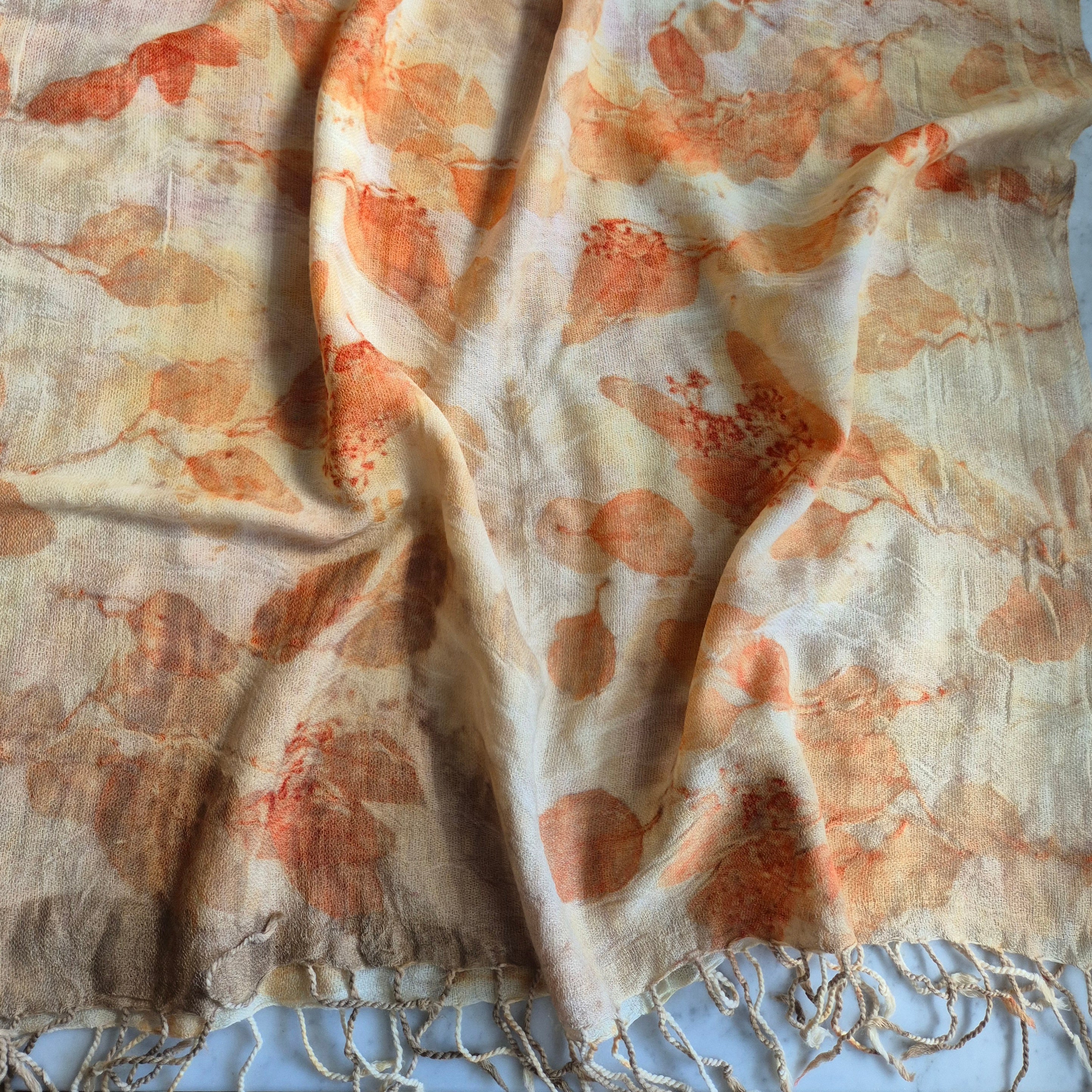 Pure merino wool fine wrap ecoprinted