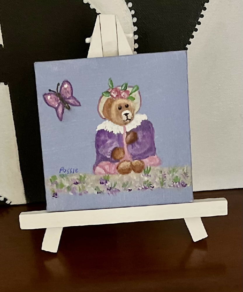 Miniature acrylic painting of Teddy Bear