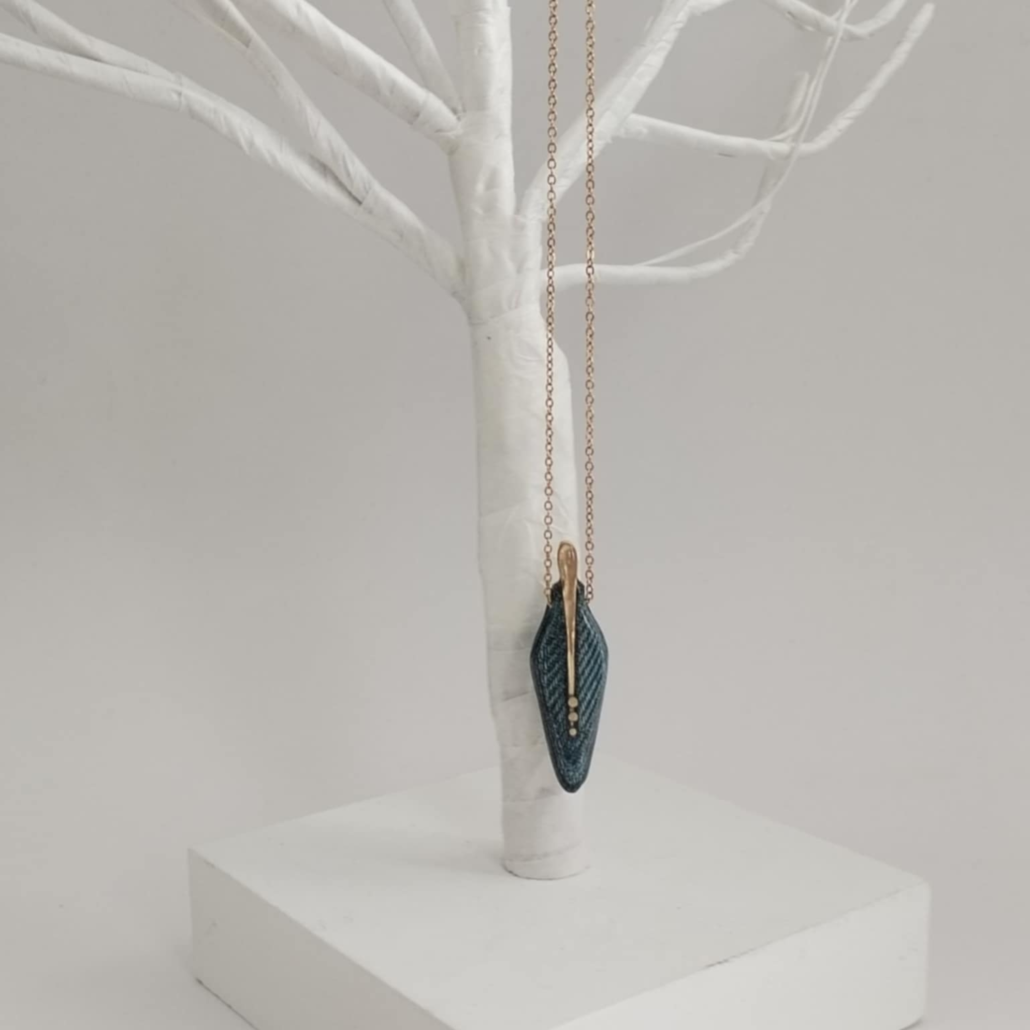 The Needle - Denim and Brass Necklace