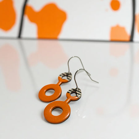 Orange Orbitals: statement earrings for intergalactic colour lovers