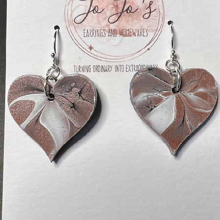 Earring Valentine Heart Rose gold, White, Black