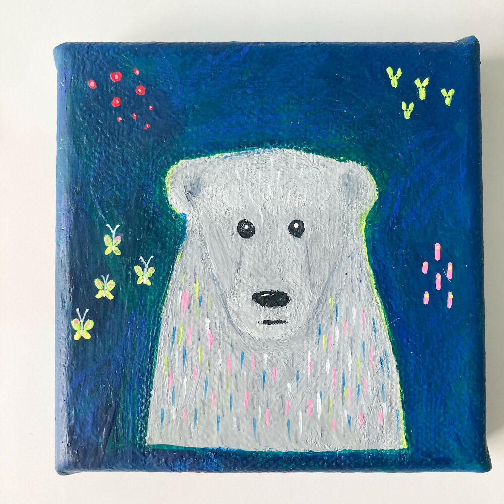 Original Mini Art Canvas featuring cute Bear