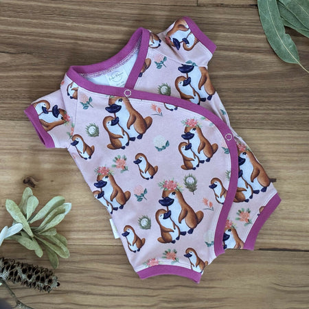 Baby Stretch Wrap Romper - Playful Platypuses