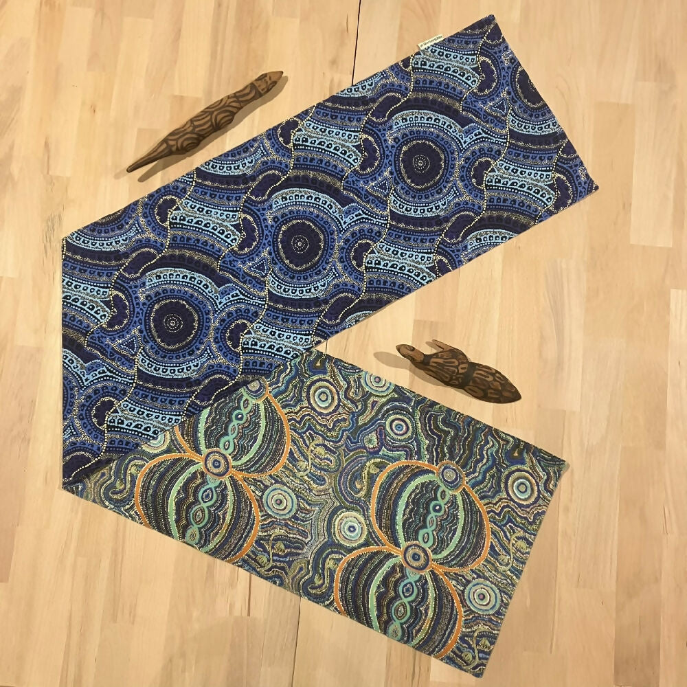 handmade Australian aboriginal reversible - blue & green