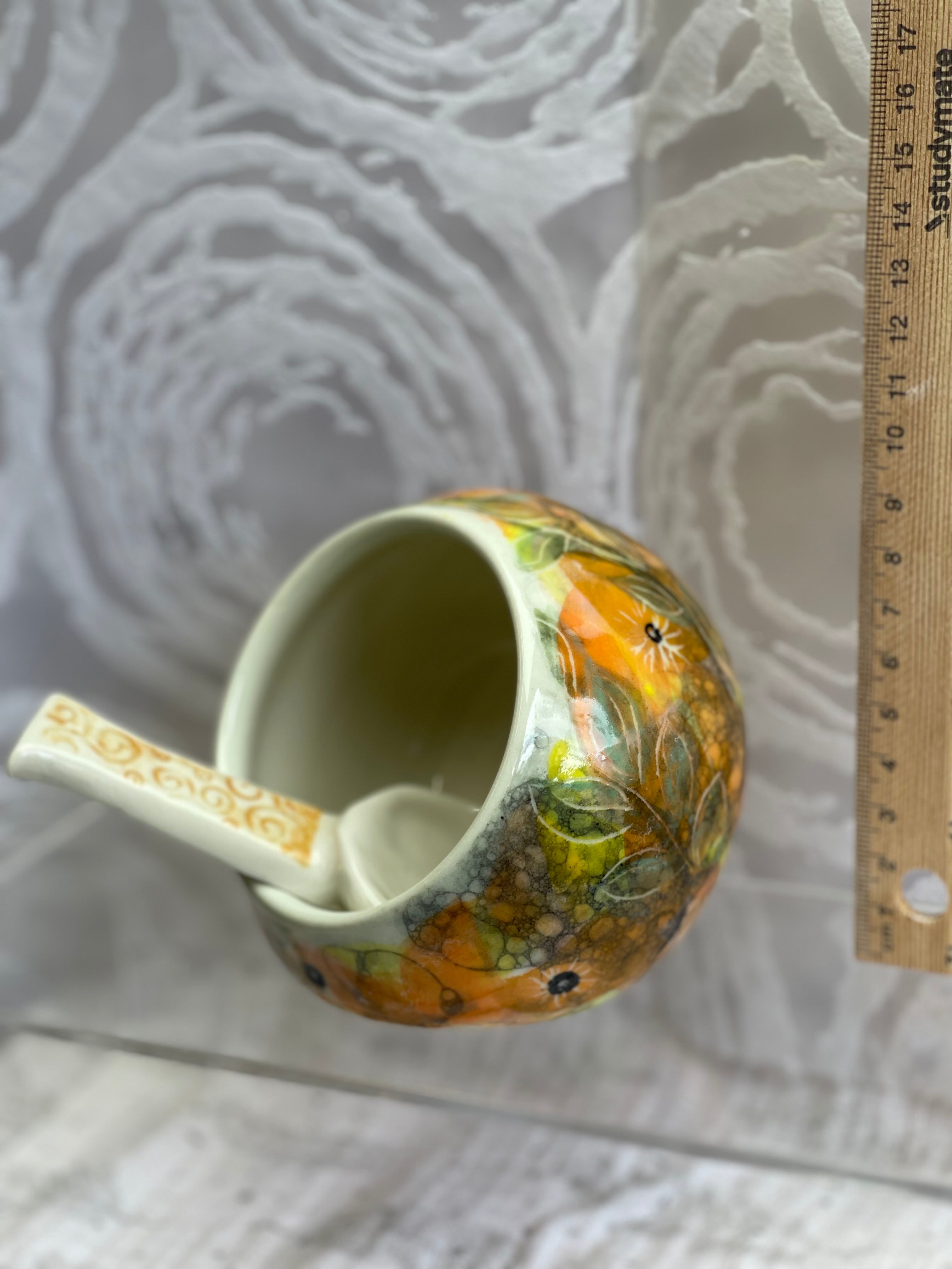 Ceramic Salt Pig with Ceramic Spoon