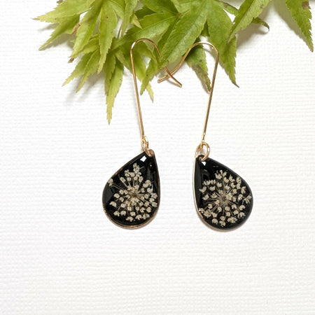 Long black teardrop earrings