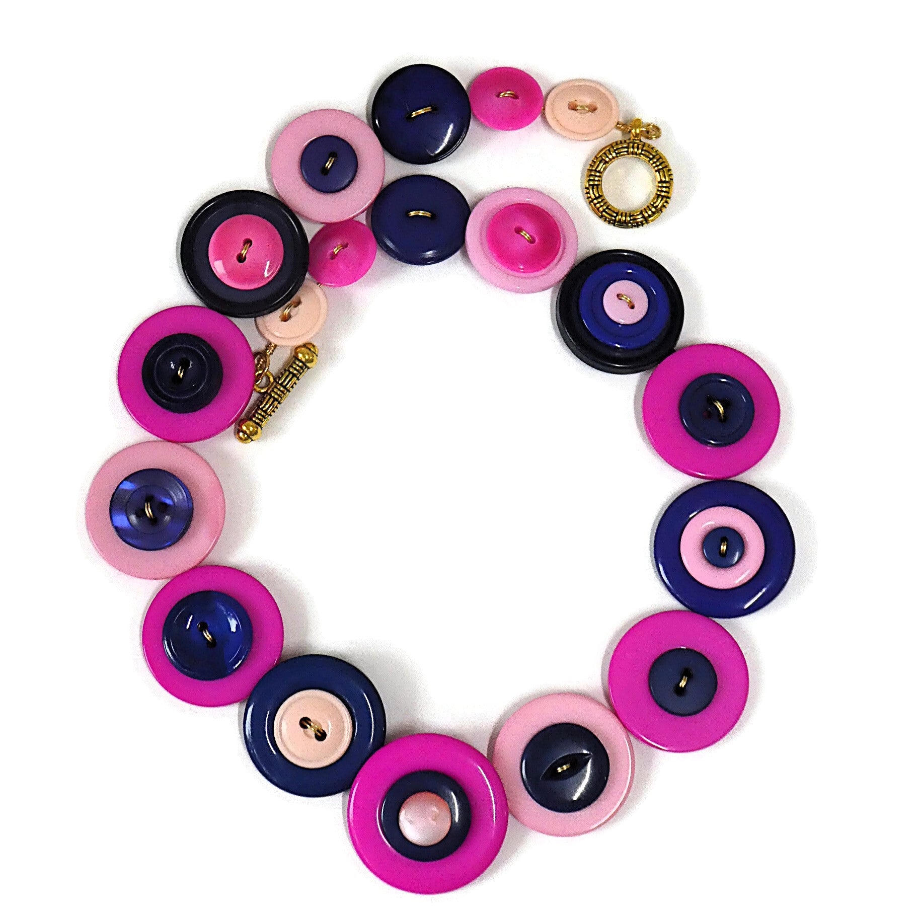 Button necklace - Inky Pinky