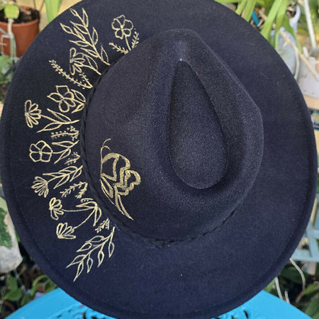 Wild flowers and butterfly fedora hat
