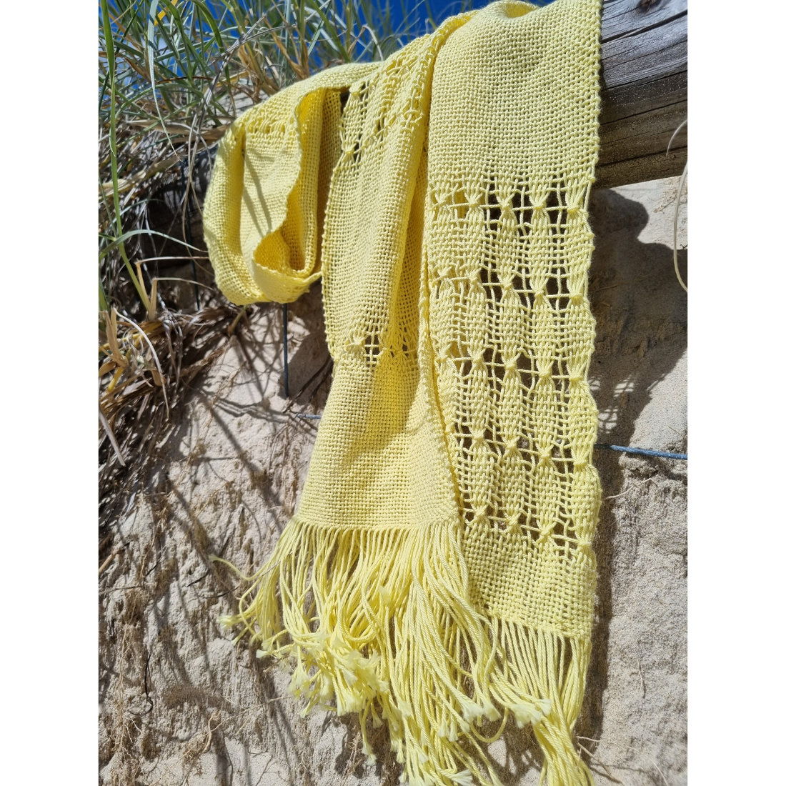 'Beyond the plain weave' collection yellow cotton scarf