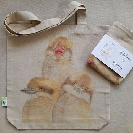 Cotton tote bag with Laughing Kookaburras