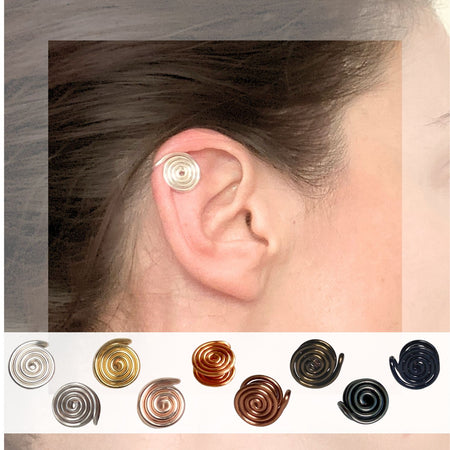 Spiral ear cuff | gold silver copper rose titanium & more | Clip on Compression | 3 sizes