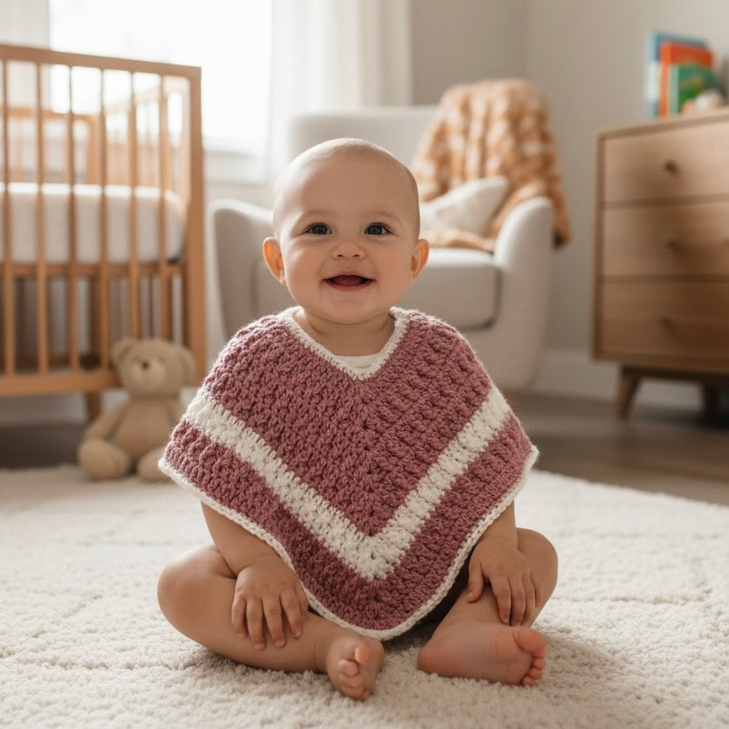 Ashley - Handmade Crochet Baby Poncho - 6 months