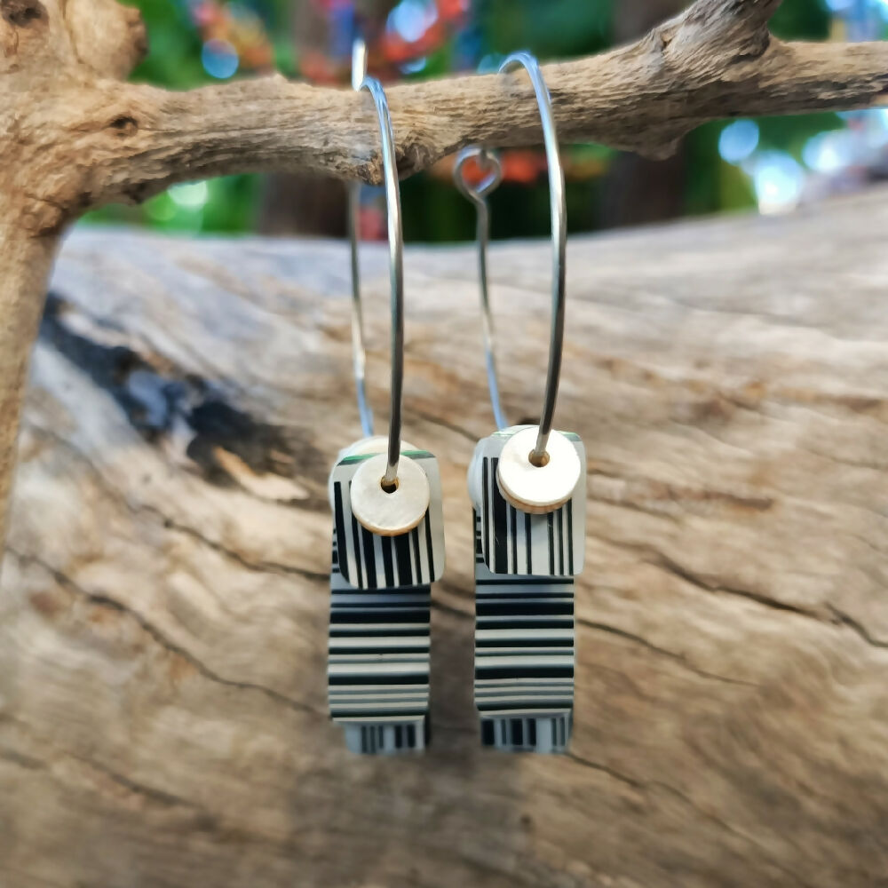 barcode hoop earrings handmade dangles 3