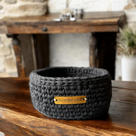 Handmade | Home Decor | Crochet Basket - Charcoal