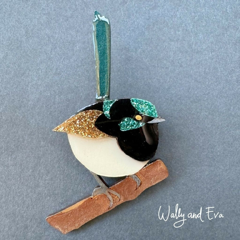 hand-painted-superb-fairy-wren-resin-wood-brooch-on-cardboard