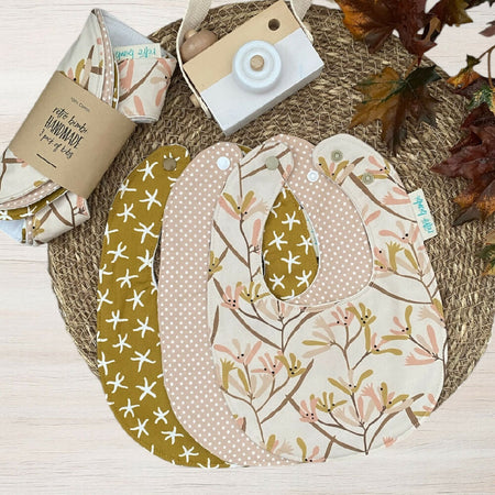 3 Dribble Bibs - Kangaroo Paw - Neutral - Baby