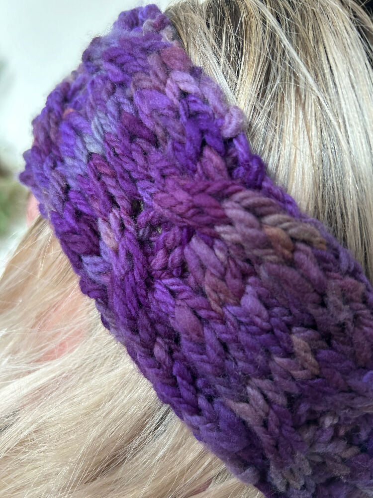 Deep Purple Hand Knitted Headband