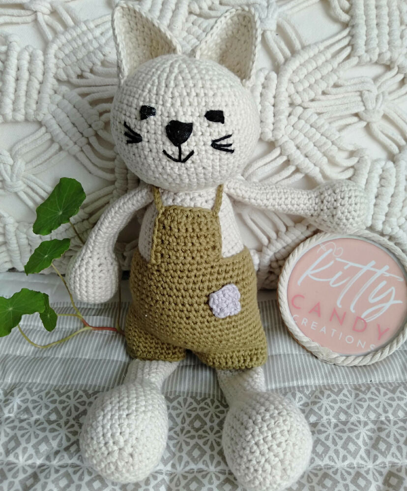 Handmade Crochet Toy Cat - 100% Cotton