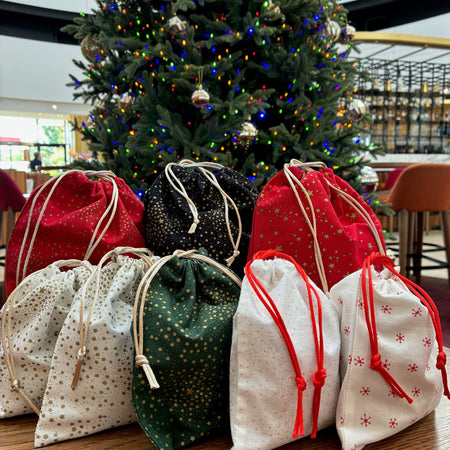 Handmade Fabric Christmas Gift Bags / reusable gift bags