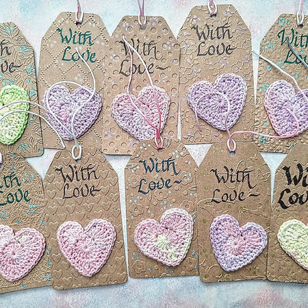 Crochet Heart Kraft Card Gift Tags