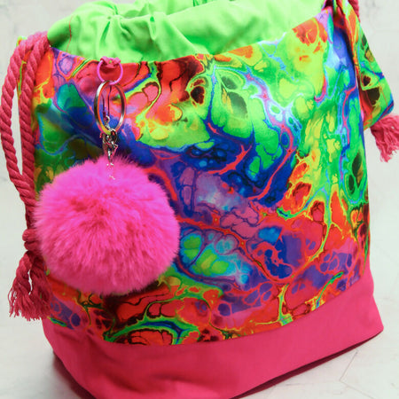 Large Knitting Project Bag - Pink Abstract