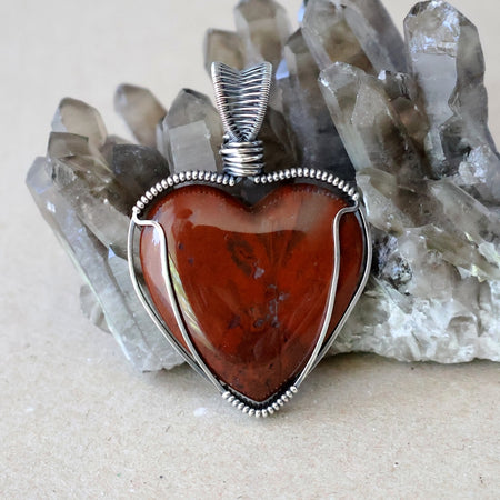 Handcrafted Red Jasper Heart Pendant - Talisman of Strength
