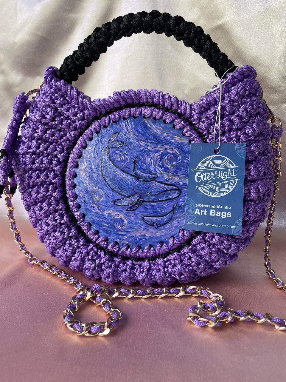 Custom Hand-Painted Crochet Bag | Limited Edition | Wearable Art