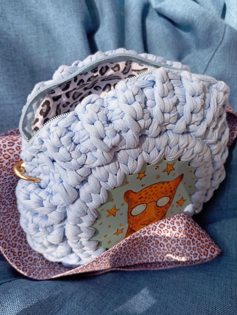 Hand-Painted Artwork & Crochet Bag