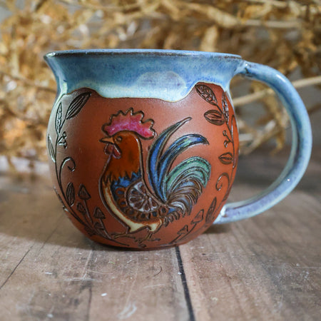 Hand Painted Ceramic Chicken Mug